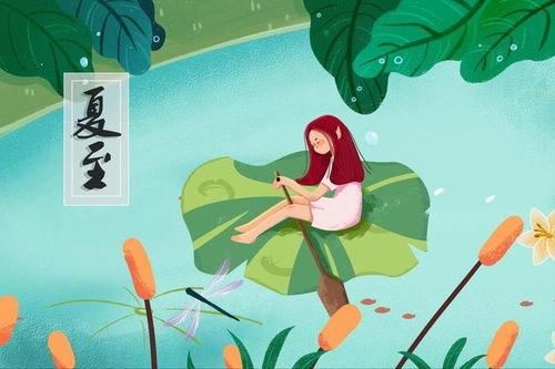 夏至吃瓜插画,插画中的夏日清凉时光